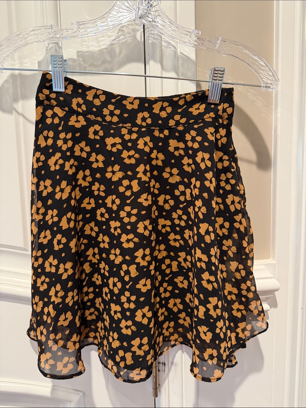 Urban Outfitters Black & Mustard Floral Skater Skirt